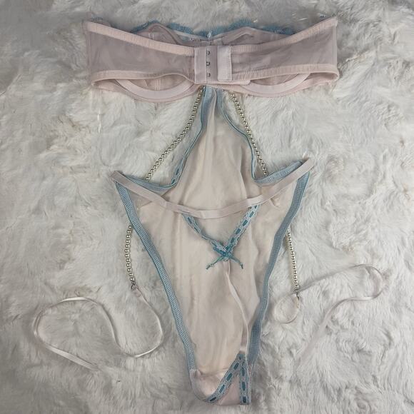 Victoria’s Secret Very Sexy Cherry Blossom Embroidered Mesh Teddy Pink Sz.M NWT - Picture 5 of 7